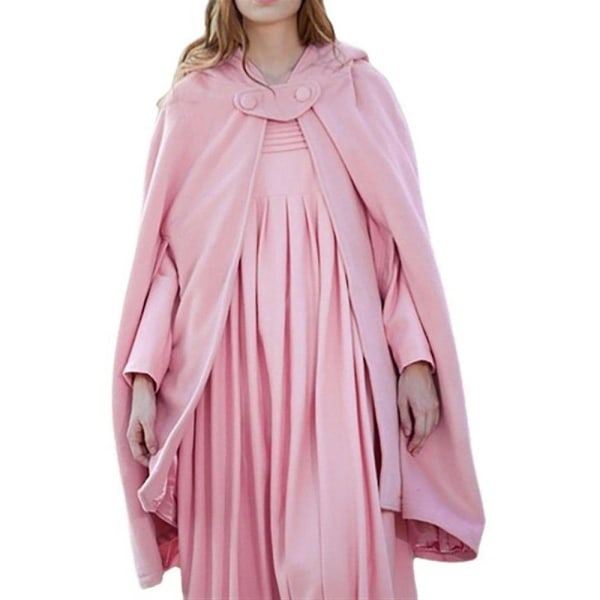 Kvinnor Hooded Kappa Cape Poncho Coat Jacka Baggy Casual Ytterkläder Vinter rosa L