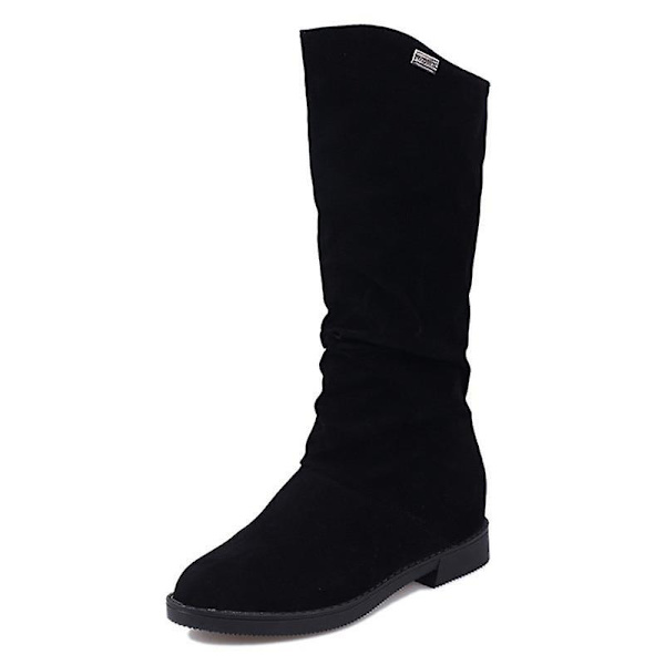 Höst Vår Kvinnor Matt Flock Boots BLACK 4