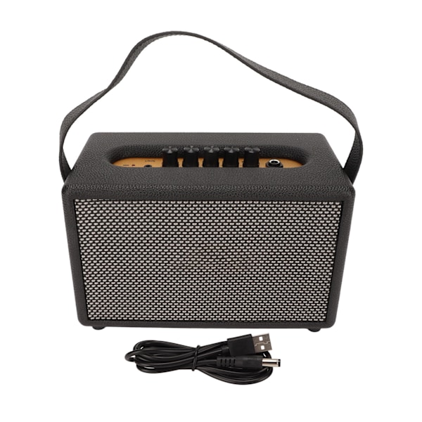 Vintage Bluetooth-högtalare i läder, portabel tung bas musikspelare trådlös högtalare för utomhusuppträdanden fester svart