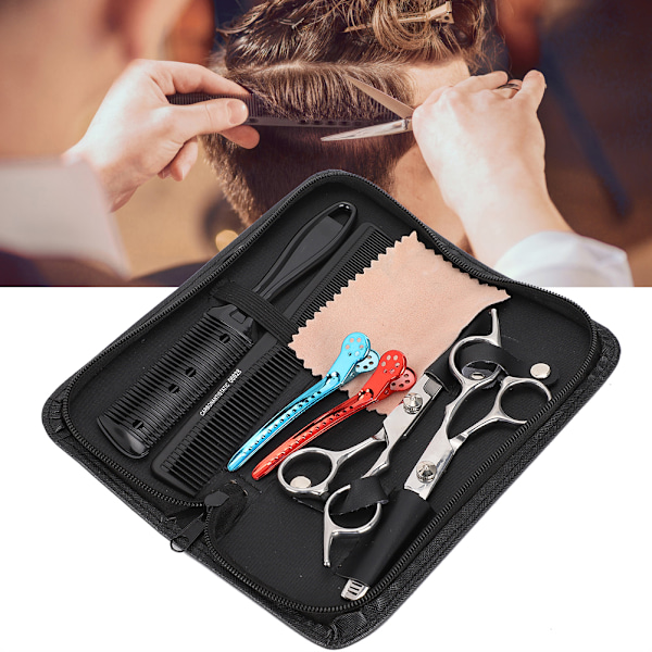 Professionell Hårklippningssax Set Barber Frisörsax Uttunningssax Platt Sax Kit