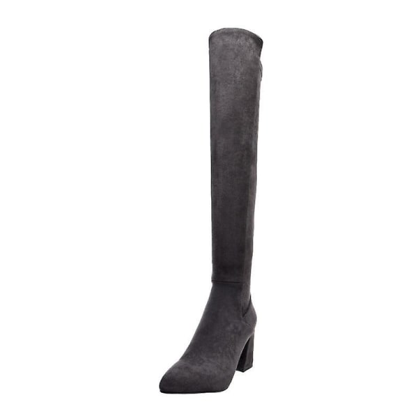 Hög kvalitet Over The Knee High Boots Dress Shoes 5.5cm gray 4