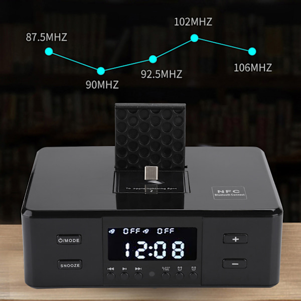 D9PRO 3 i 1 Väckarklocka USB-Laddning Uppspelning FM Stereo Radio Bluetooth Högtalare 110?240V