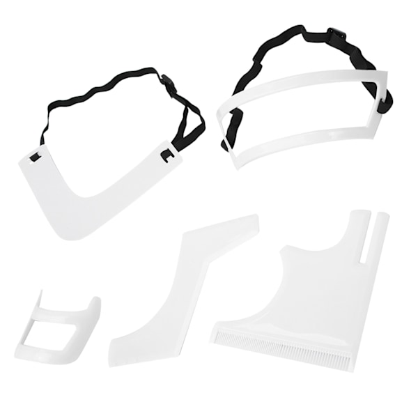 5-pack Skäggmall Set Hårlinje Grooming Trimning Styling Vit Formare Verktygssats