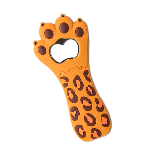 Kattfot Flasköppnare Tecknad 3D Kattfot Form Hushålls Ölflasköppnare Magnetisk Kylskåpsmagnet Gul Leopardtryck