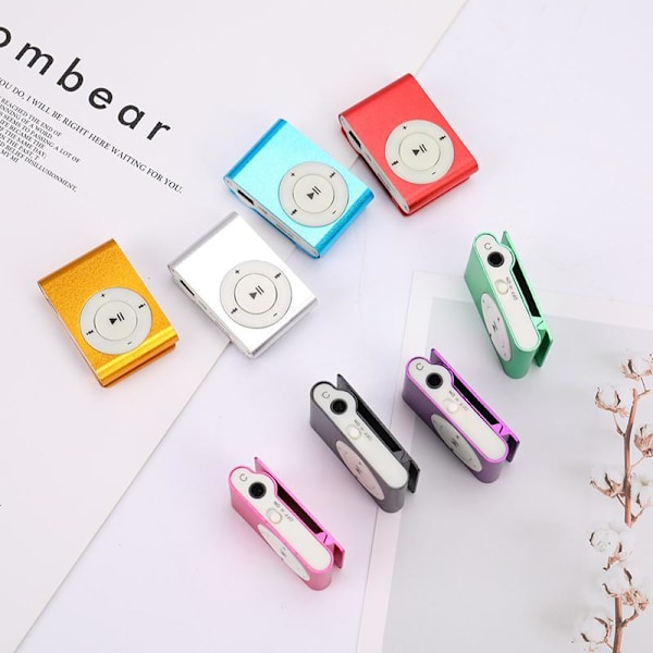 3,5 mm USB2.0 Mini MP3-spelare med klämma, stöd för minneskort, enkel utan display