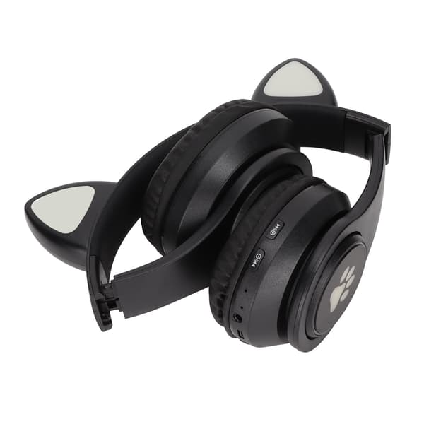 Lysande Katöron Bluetooth Hörlurar Bas Vikbara Trådlösa Hörlurar Andningslampa Headset