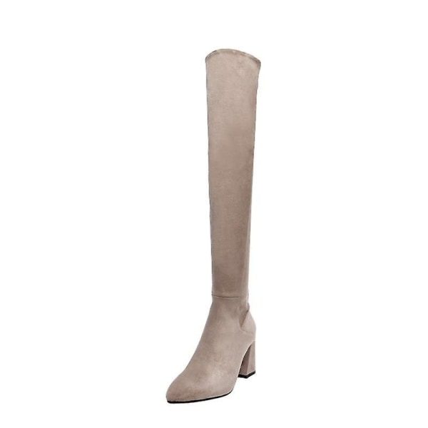 Hög kvalitet Over The Knee High Boots Dress Shoes 5.5cm Nude 10