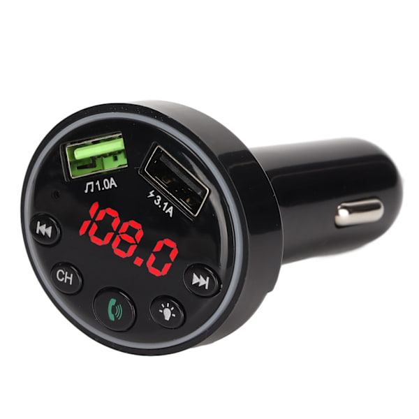 Billaddare Adapter USB Laddning MP3 Trådlös Bluetooth 5.0 FM-sändare med LED-display för bilar