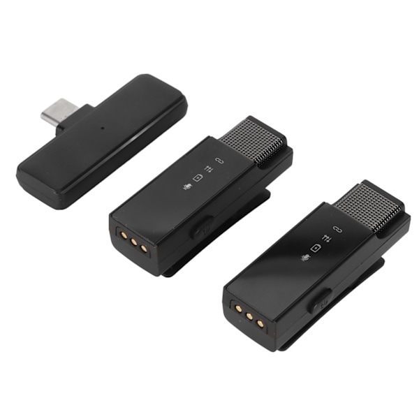 Trådlösa Lavalier-mikrofoner 1 för 2 Brusreducering USB C Clip On Lapel Mini Mic med Batterinivådisplay för Intervjuvideoinspelning