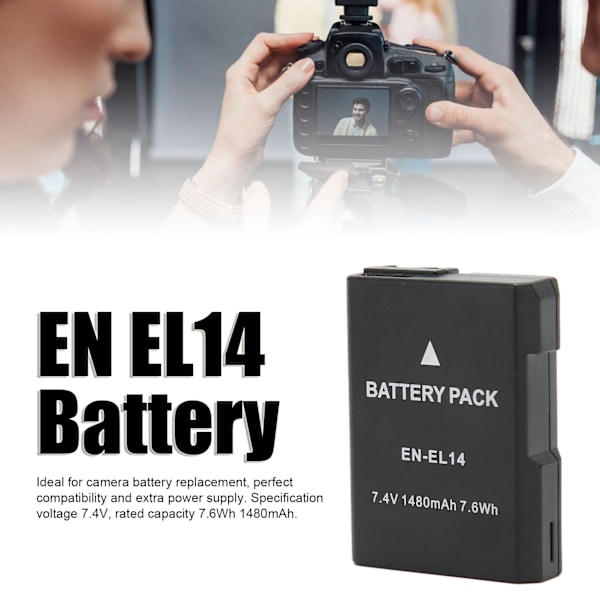 EN EL14 Litiumjonbatteri 1480mAh Kamerabatteri Ersättning för Nikon D5300 D3200 D5200 D3400 D5600 D3500 D3300 D3100
