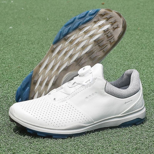 Golfskor i äkta läder för män, Sneakers för utomhussporter Blue 8.5