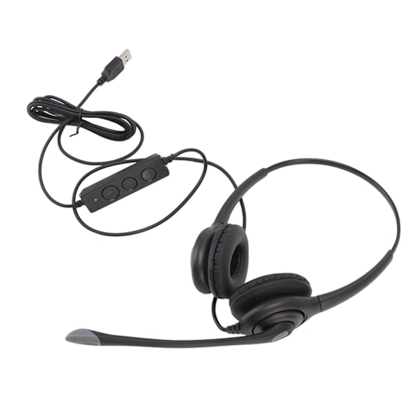 Kundtjänstheadset med brusreducering, ergonomisk design, tydligt samtal, volymkontroll, USB-headset med mikrofon för PC