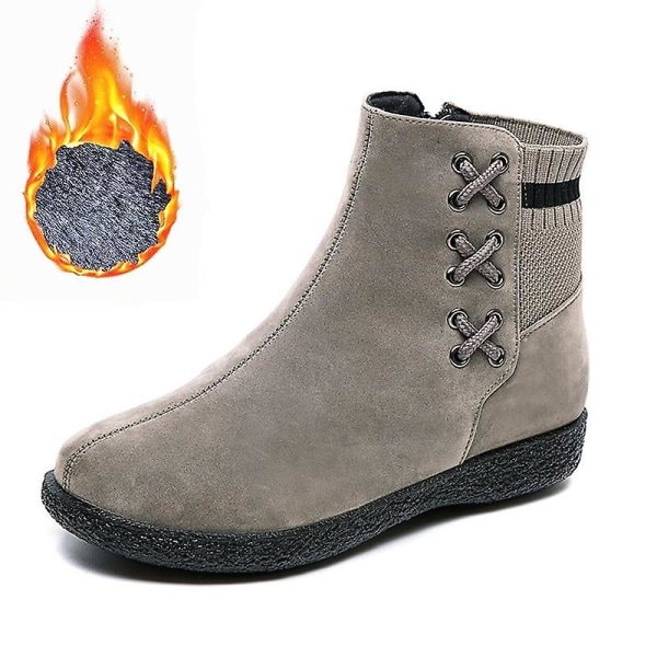 Snökängor för dam, Varma vinterfodrade ankelboots i mockaimitation Grey 1 40