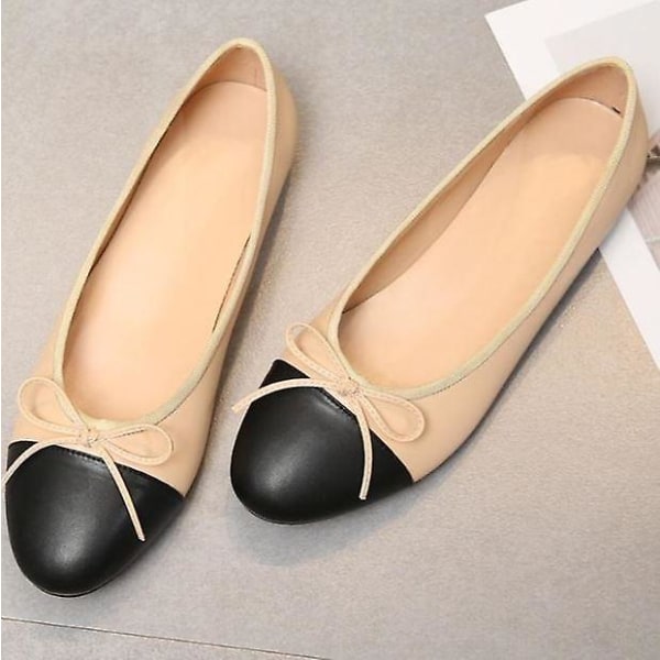 Läder- Splice Bow Round, Klassiska Ballerinaskor Set-j 41 /