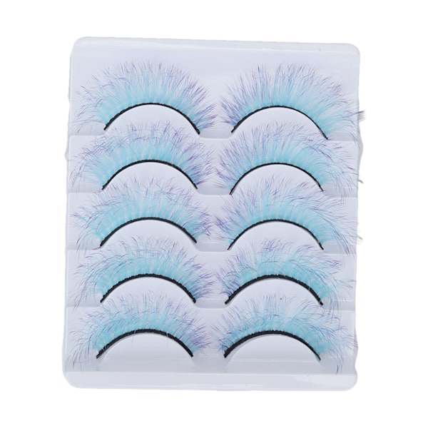5 st Färgglada Ögonfransar Dramatiska Gradient Färg Lösögonfransar Fluffiga 3D Böjda Fake AG12