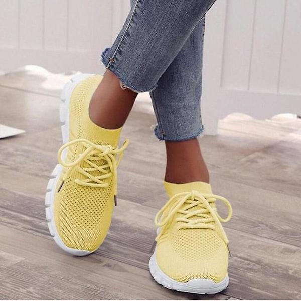 Sneakers för damer, vår, platta skor (Set 2) Yellow1 6