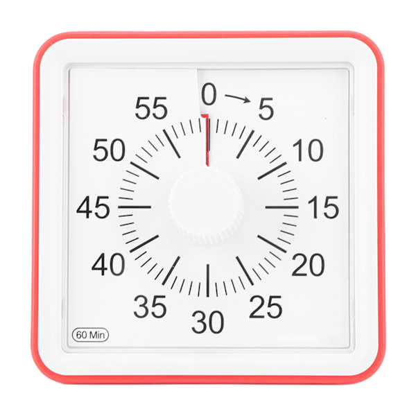 Visuell Timer Tyst Räkning 60 Minuter Nedräkningstimer för Studenter Kök Röd
