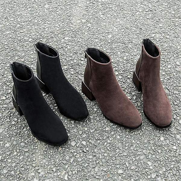 Höst Vinter Casual Chelsea Mode Ankel Boots brown Plush Added 41