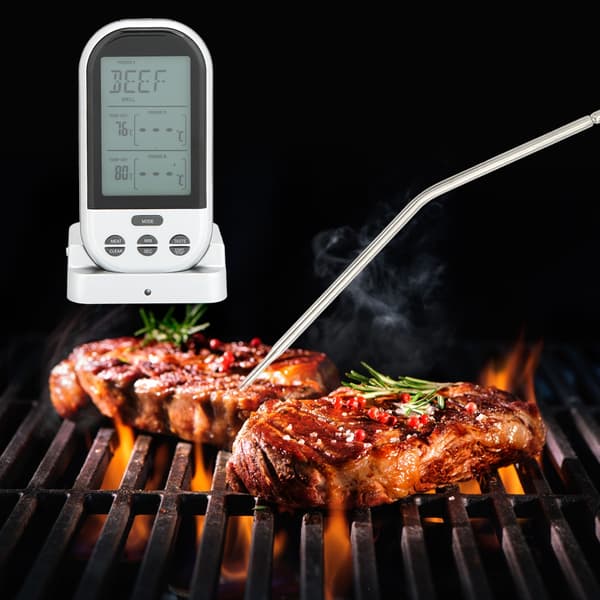 Digital Display BBQ Dubbel Probe Kök Matlagning Mat Termometer (Silvergrå)