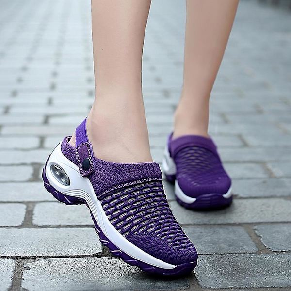 Damer Casual Öka kudde sandaler, andas Mesh Walking Tofflor purple 7