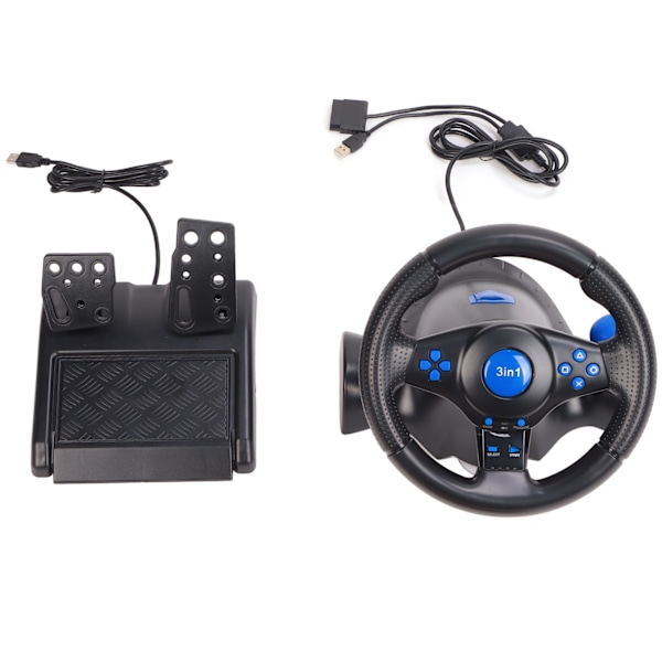 Spelratt 180 Graders Rotation Multifunktionell 3 i 1 Racingratt med Pedaler för PC