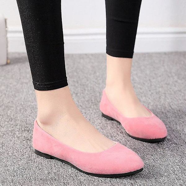 Slip-on skor för dam, ballerinaskor i flockmaterial för våren white 8