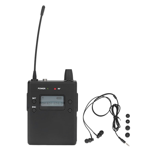 Trådlös Öronmonitor 626 till 662MHz Stereo Bodypack Monitoring Mottagarsystem för Band Scen Studio