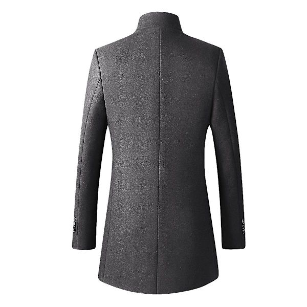 Slim Fit Ullrock med Ståkrage för Herrar, Höst grå S