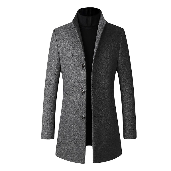 Slim Fit Ullrock med Ståkrage för Herrar, Höst grå S