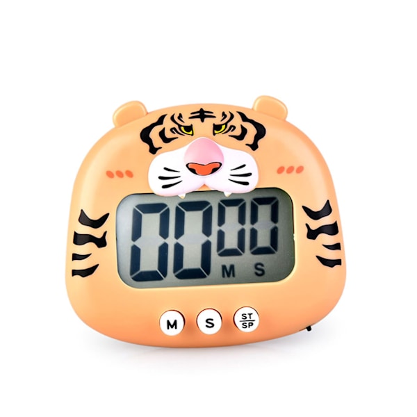 Djurtimer Student Magnetisk Digital 100 Minuters Nedräkningstimer Med Batteri för Kök Orange Tiger
