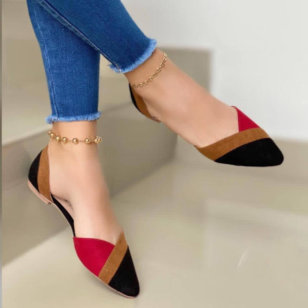 Hösten Kvinnor Platt Mode Blandad spetsig tå Slip On Casual bekväma sandaler red1 43