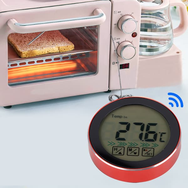 Trådlös Elektronisk Digital Mat Kötttermometer med Sond för Grillning BBQ Matlagning Hemkök Röd