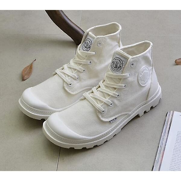 Lediga Höga Sneakers, Platt Bekväma Gymnastikskor, Snörskor White 10