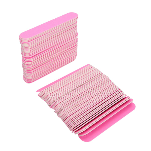 100 st Nagel Fil Dubbelsidig Buffer Sandpapper Polering Strip Manikyr Verktyg Rosa