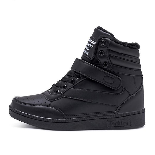 Dam Spring Wedge Sport Casual Vulkaniserad Sko Fashionabla Sneaker Black Plus cotton 38