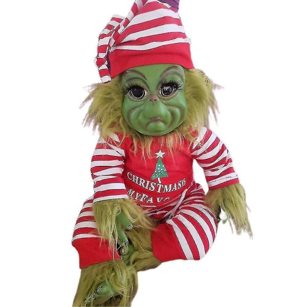 Christmas The Grinch Latex Plysch Doll Reborn Baby Grinch Fylld Toy Xmas Present Striped