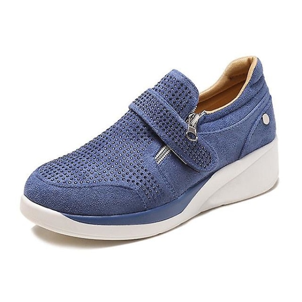 Dam Sneaker, Casual Wedge Flat Shoes blue 1 37