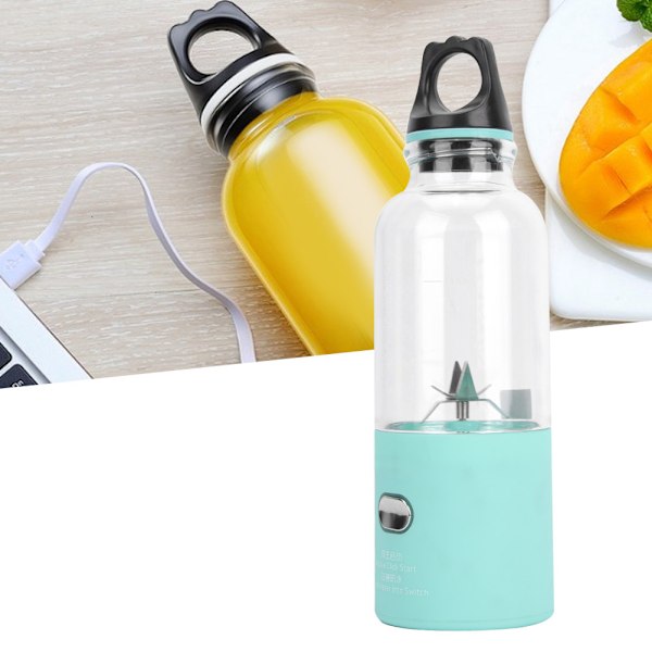 6 Blad Hushålls Portabel Juicepress Elektrisk Frukt Grönsaks Juicepress Kopp för Hemmakontor Användning Blå 500ml