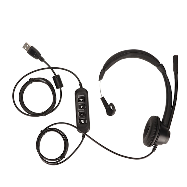 USB-headset för affärer med brusreducering, ensidig öronhörlur, stöd för volymjustering av samtal, mikrofonstängning