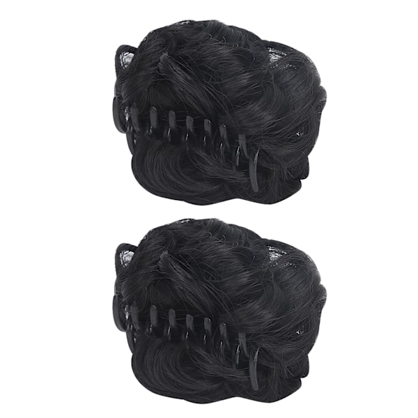Svart Falsk Hårknut Högtemperaturfiber Syntetisk Chignon Lockig Förlängningsperuk