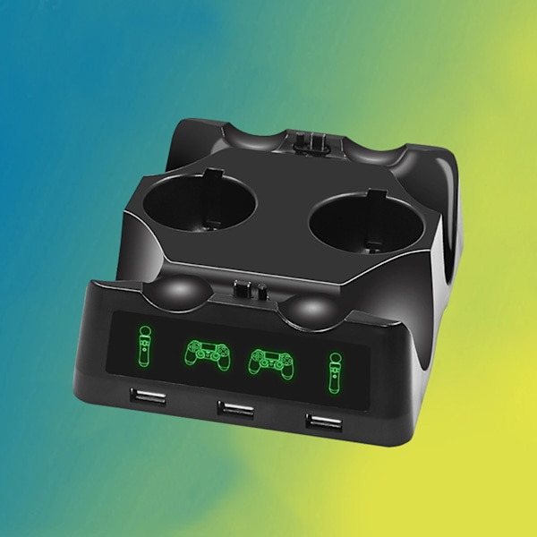 Multifunktionell Laddare för PS4/PS4 MOVe PS4 VR-kontroll Four Charging Dock
