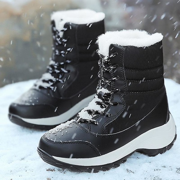 Snow Ankel Boots, Vinter Vattentät Boots Black 40