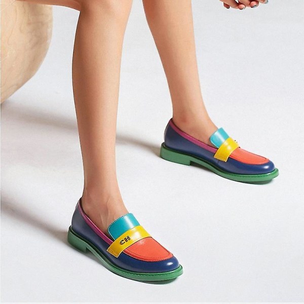 Dam Äkta Läder Sneakers Slip On Skor 8 / Back