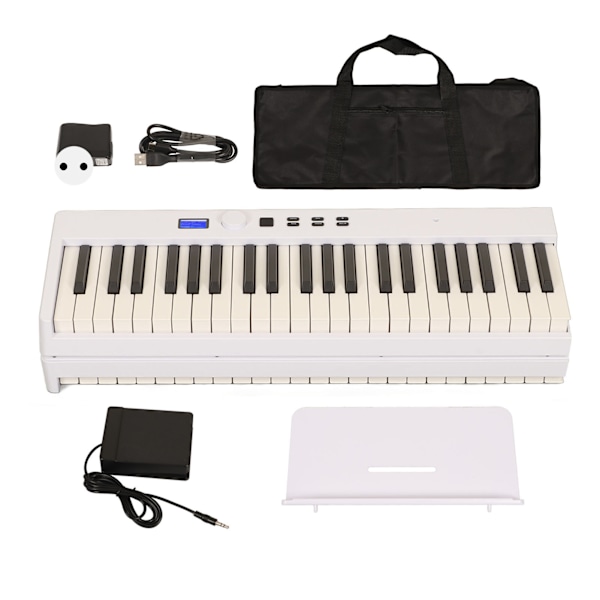 Hopfällbart Pianoklaviatur 88 Tangenter HiFi Stereo Plug and Play Elektriskt Hopfällbart Piano 100?240V Vit EU-kontakt