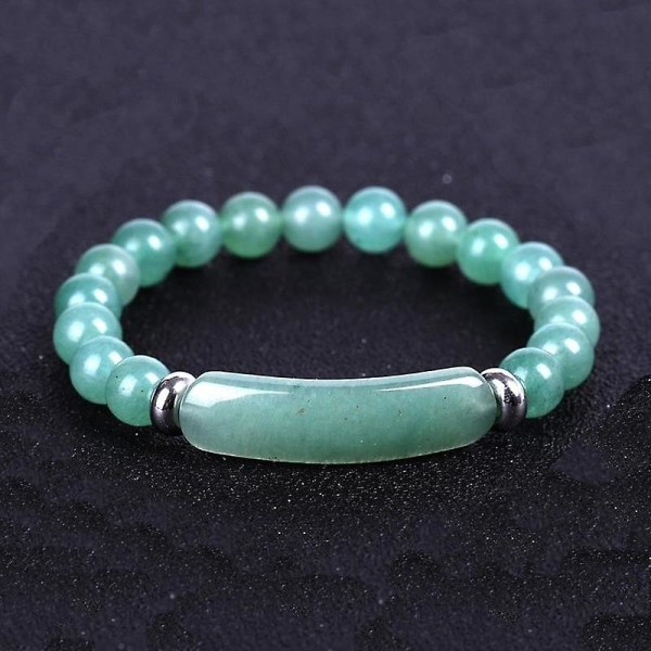 Natursten - Strandpärlor, kristallrektangelstång, berlockarmband 18.5cm / Blue Aragonite 8mm