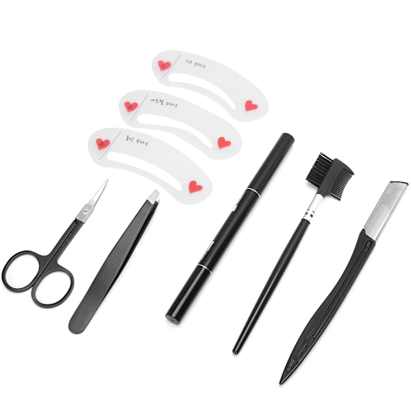 8 st/set Ögonbrynsrakhyvel Trimmer Rakapparat Kam Klämma Penna Kvinnor Sminkverktyg