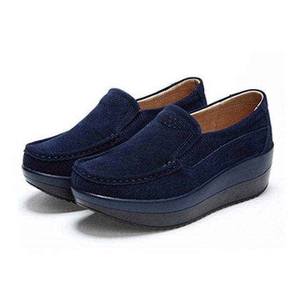 Höst Dam Platformskor, Läder Flats Tjock Sula Loafers Gray 6