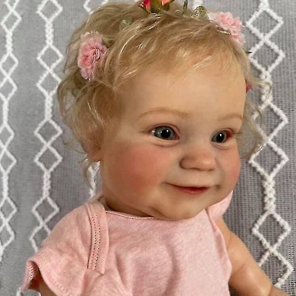 Återfödelse Docka Reborn Småbarn Populär Maddie Flickdocka Med Rotat Blont Hår Mjuk Kropp Högkvalitativ Docka Söt Gåva