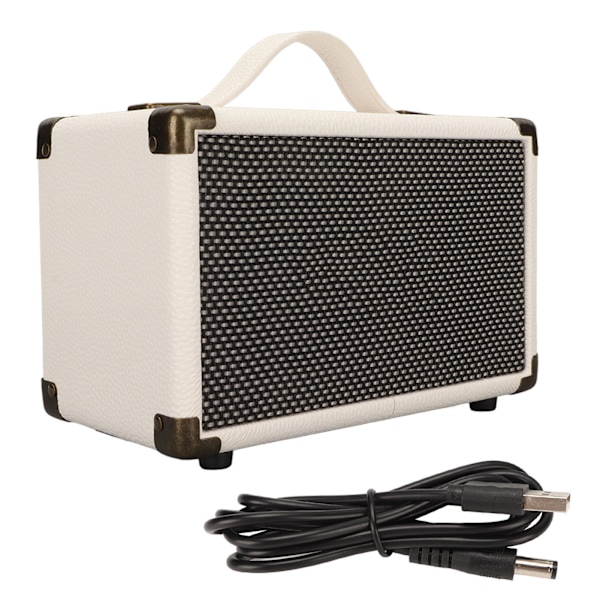 Vintage Bluetooth-högtalare Multifunktion M3 Läder Tung Bas Rattkontroll Portabel Trådlös Högtalare för Utomhusfest Vit
