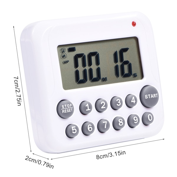Digital Stor LCD Timer Kök Matlagning Nedräkning Klocka 99 Minuters Alarm Batteridriven Grå